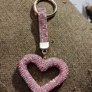 Pink Heart Keychain Accessory
